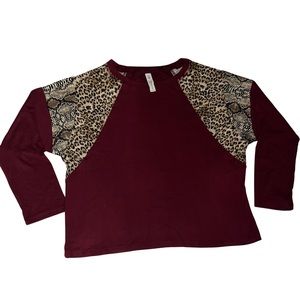 Leopard Print Tops Oversized Sweatshirt Long Dolman Sleeve Cheetah Shirts
